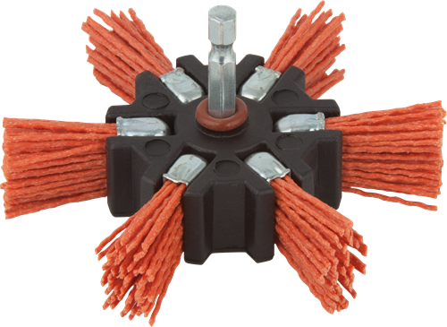 Wolfcraft Nylon-rotorborstel | Rood | 6-kant schacht | Ø100mm | 1 stuk - 1512000