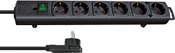 Brennenstuhl Comfort-Line Plus stekkerdoos met platte stekker 6-voudig zwart 2m H05VV-F 3G1,5 - 1153300100