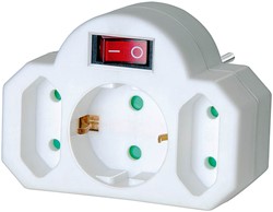 Brennenstuhl Adapterstekker 2 euro- + 1 veiligheidsstopcontact, met schakelaar - 1508100