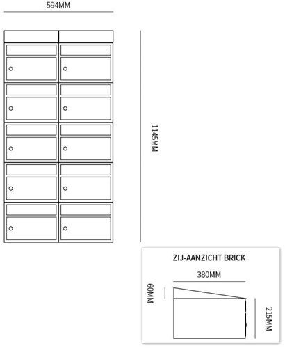 Stoer! Brickset 2-Breed, 5-Hoog Met Dak Zwart - 40215070_2x5d-2