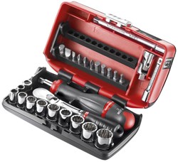 Facom compacte 1/4’’ doppenset 12 kant met ratel met stofdichte kop - RL.NANO112