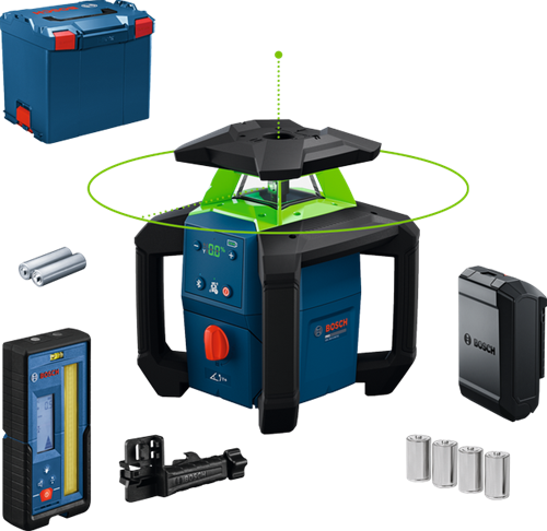 Bosch Blauw GRL 18V-4-34 CVG | Accu rotatielaser 18V groen + LR45 in L-BOXX (1x 4.0Ah ProCORE accu + GAL 18V-40 lader) - 0601061H00