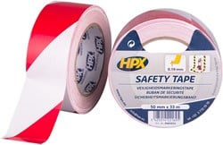HPX Zelfklevende markeringstape | Wit/Rood | 50mm x 33m - RW5033 RW5033