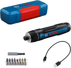 Bosch Blauw GO 3 Accuschroevendraaier | Inclusief accu en lader | In Koffer + 8-delige schroefbitset - 06019H2201