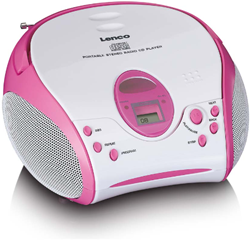 Lenco Boombox met CD-speler FM-radio en stickers Roze - SCD-24PK KIDS