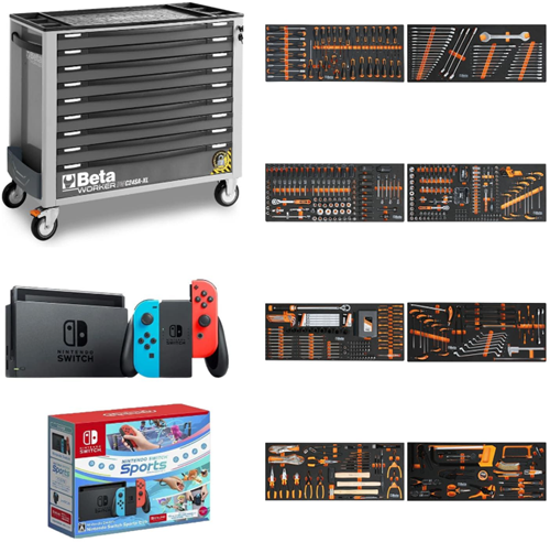 Beta BW 2400S XLG9/E-XXL-Gereedschapswagen gevuld | Zwart - 716-DLG + Nintendo Switch - ZNLDEC004