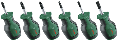 Bosch Groen Stubby screwdriver set 6-piece (Schroevendraaierset kort 28mm 6 stuks: PH1, PH2, PZ2, TX20, SL4, SL6,5) - 1600A032UK