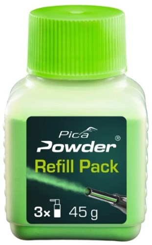Pica powder spraymarker navulling - navulling voor markeerspray voor diepe boorgaten - 1500 shots - groen - 45 gram