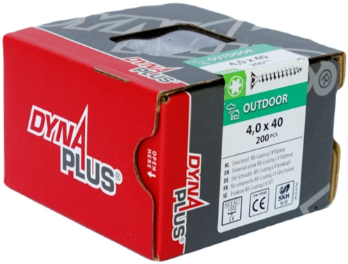 Dynaplus Unischroef/Spaanplaatschroef Ar-Coating Platkop Voldraad Torx TX20 4.0X40 | 200 stuks - 0281.08.25601