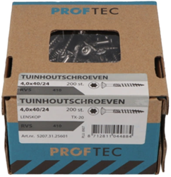 Proftec Tuinhoutschroef Rvs-410 Lk +Snijpunt Torx TX20 4.0X50/30 | 200 stuks - 5207.31.25901