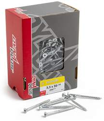 Dynaplus Unischroef/Spaanplaatschroef Verzinkt Platkop Deeldraad Torx TX15 3.5X50/30 | 200 stuks - 0281.01.17902