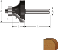 Rotec HM Afrondprofielfrees | GOLD-LINE | ø36.7 | R=12 | d2=12 - 272.11.1200-2