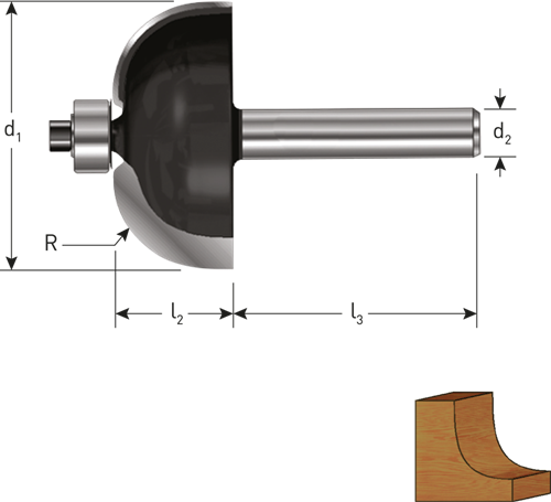 Rotec HM Holprofielfrees | lager | GOLD-LINE | ø22.2 | R=6.35 | d2=8 - 271.21.0635-2