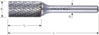 Rotec Opti-Line Hm-Stiftfrees | Model B | Z6 | Kruisvertand | Ø12,7x25x70xØ6 - 445.02.1301-2