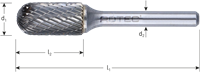 Rotec Opti-Line Hm-Stiftfrees | Model C | Z6 | Kruisvertand | Ø12,7x25x70xØ6 - 445.03.1301-2