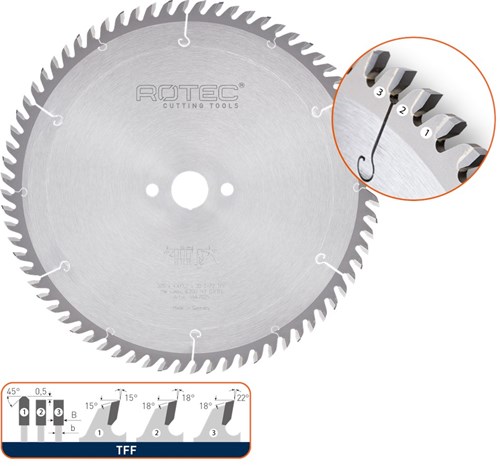 Rotec HM platenopdeelzaagblad, ø300x4,4x65mm Z=72 TFF - 5547010