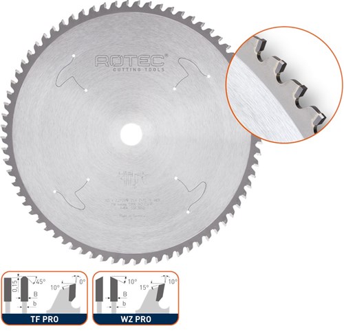 Rotec HM dry-cutter RVS, Long-Life, ø254x2,2x25,4mm Z=60 TF PRO - 5563040