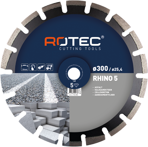 Rotec Diamantzaagblad 'Rhino 5 / Asphalt' | Ø300x3,2xØ25,4 - 736.3004