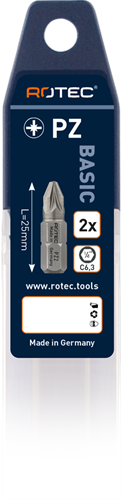 Rotec Schroefbit PZ 3 | L=25 | C6.3 | BASIC | 2 stuks - 803.00032-3