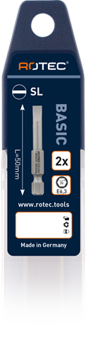 Rotec Schroefbit SL 1,6x8,0 | L=50 | E6.3 | BASIC | 2 stuks - 812.10802-3