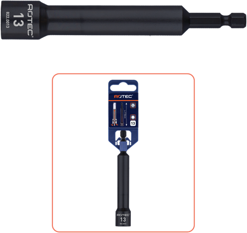 Rotec Dopsleutel extra diep | E6,3 | Bitopname | SW 13x110/75 - 822.0013-2