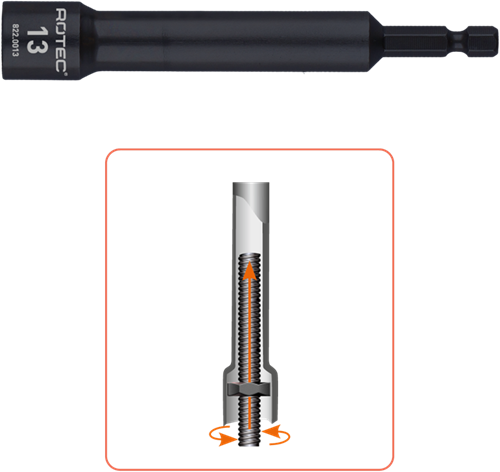 Rotec Dopsleutel extra diep | E6,3 | Bitopname | SW 17x110/75 - 822.0017-3