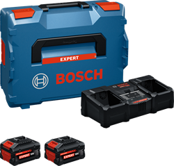 Bosch Blauw 18V / 8,0Ah Accu Starterset EXBA18V-80 / 2-320 | 2x 8.0Ah EXBA18V-80 accu + Lader EXAL18V2-320 - 1600A0373X
