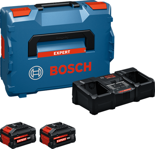 Bosch Blauw 18v / 8,0ah accu starterset exba18v-80 / 2-320 | 2x 8.0ah exba18v-80 accu + lader exal18v2-320 - 1600a0373x