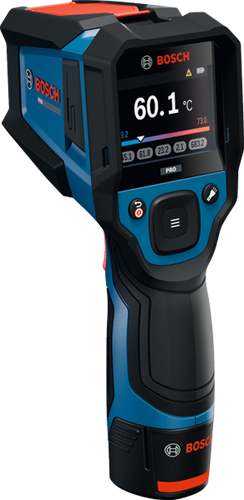 Bosch Blauw GIS 12V-800-16 Infraroodthermometer (1x accu GBA 12V 2.0 Ah, lader GAL 12V-40, polslus, etui, thermokoppel Type K) - 0601083B01-2