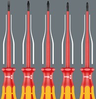 Wera 160 iS/7 Schroevendraaierset Kraftform Plus Serie 100 + Spanningszoeker + Houder. Met gereduceerde klingdiameter, 7 -delig - 1 stuk(s) - 05006480001-2