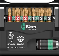 Wera 05136392001 12-delige Bit-Check Diamond 1 SB Bitset - 05136392001