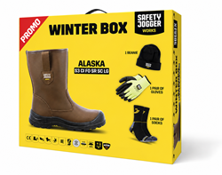 Safety Jogger Winterbox | Alaska veiligheidslaars + sokken + handschoenen + muts | Bruin | Maat 44 - SI9805440
